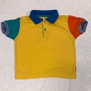 Gymboree rainbow tag Colorblock Yellow Polo with Blue and Orange Sleeves medium